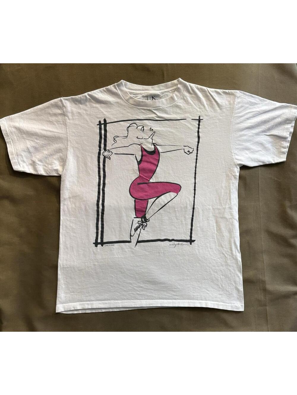Vintage 90s Ty Wilson 1993 Woman Dancing Aerobics Workout Single Stitch T-Shirt